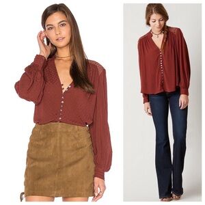 Free People Canyon Rose Button Down Top size small